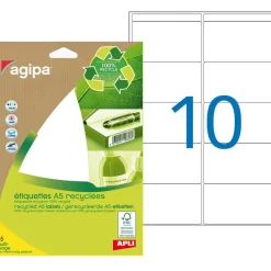Apli Agipa - Etui A5 - 140 Étiquettes 100% recyclées blanches multi-usages - 38,5 x 65 mm - coins arrondis - réf 101249
