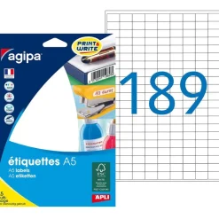 Apli Agipa - Etui A5 - 3024 Étiquettes blanches multi-usages - 9 x 13 mm - coins arrondis - réf 114008