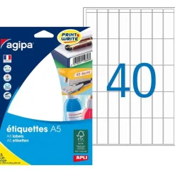 Apli Agipa - Etui A5 - 640 Étiquettes blanches multi-usages - 35 x 15 mm - coins arrondis - réf 114021
