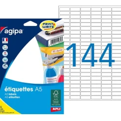 Apli Agipa - Etui A5 - 2304 Étiquettes blanches multi-usages - 8 x 20 mm - coins arrondis - réf 114017