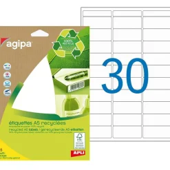 Apli Agipa - Etui A5 - 420 Étiquettes 100% recyclées blanches multi-usages - 19 x 38 mm - coins arrondis - réf 101245
