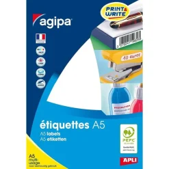 Apli Agipa - Etui A5 - 288 Étiquettes blanches multi-usages - 32 x 40 mm - coins arrondis - réf 114015