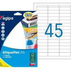 Apli Agipa - Etui A5 - 720 Étiquettes blanches multi-usages - 12,8 x 38 mm - coins arrondis - réf 114044