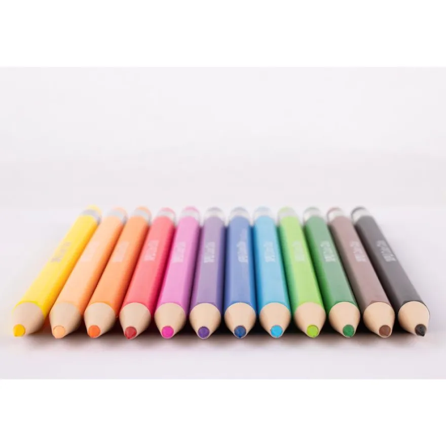 APLI Color Click - Étui de 12 porte-mines multicouleurs avec capuchons numérotés - taille-crayon et recharges.