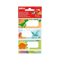 Apli Dinosaures - 9 Étiquettes scolaires - 36 x 81 mm