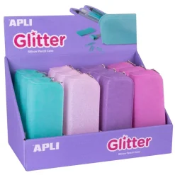 Apli Glitter - Trousse rectangulaire 1 compartiment - silicone - disponible dans différentes couleurs