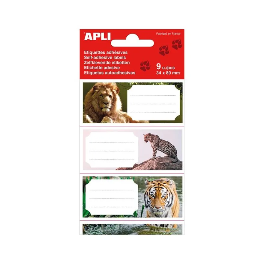 Apli Jungle - 9 Étiquettes scolaires - 36 x 81 mm
