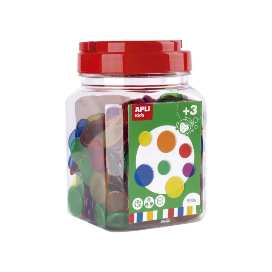 Apli Kids - 500 jetons transparents - couleurs assorties