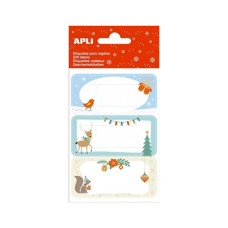 Apli kids - 9 étiquettes cadeau - 73 x 35 mm - Noël/écureuil