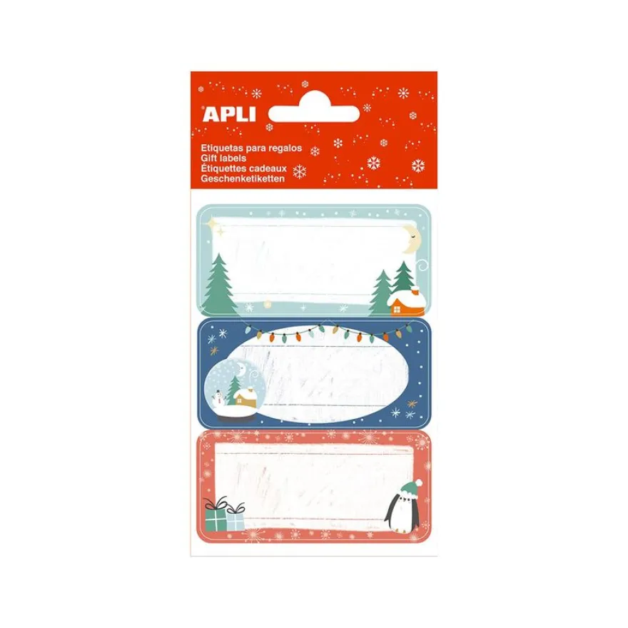 Apli kids - 9 étiquettes cadeau - 73 x 35 mm - sapin de Noël