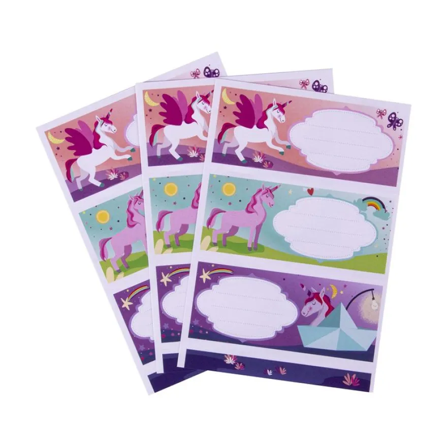 Apli Licornes - 9 Étiquettes scolaires - 36 x 81 mm