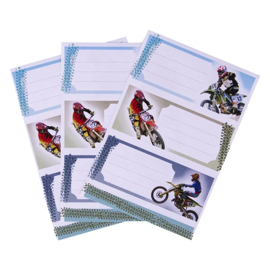 Apli Motos - 9 Étiquettes scolaires - 36 x 81 mm