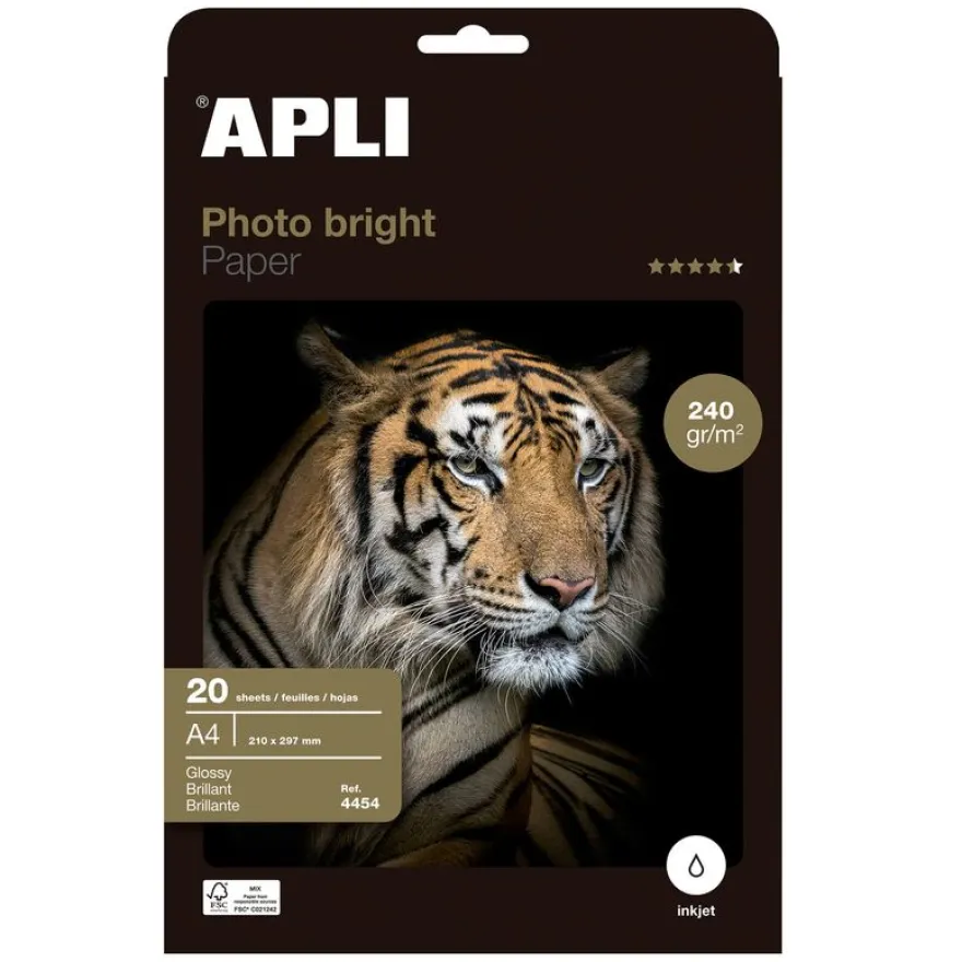 Apli Paper - Papier photo brillant - A4 - 240 g/m² - 20 feuilles