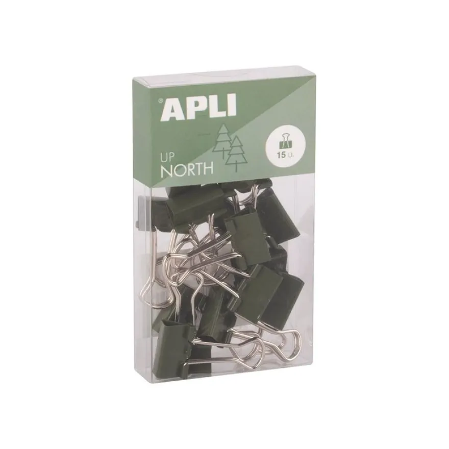 APLI Up North - Pince double clip - métal - vert foncé - pack de 15