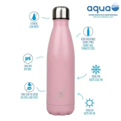 Aqua Pastel - Gourde Bouteille isotherme 500 ml - double paroi - disponible dans différentes couleurs - Viquel