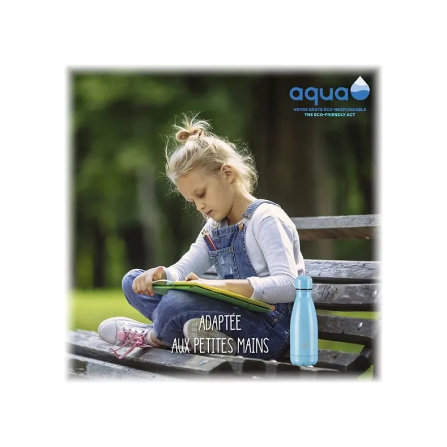 Aqua Pastel - Gourde Bouteille isotherme 350 ml - double paroi - disponible dans différentes couleurs - Viquel
