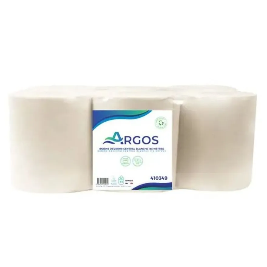 Argos - Bobine d'essuyage à dévidage central - 6 rouleaux de 450 feuilles - 2 plis - 135m