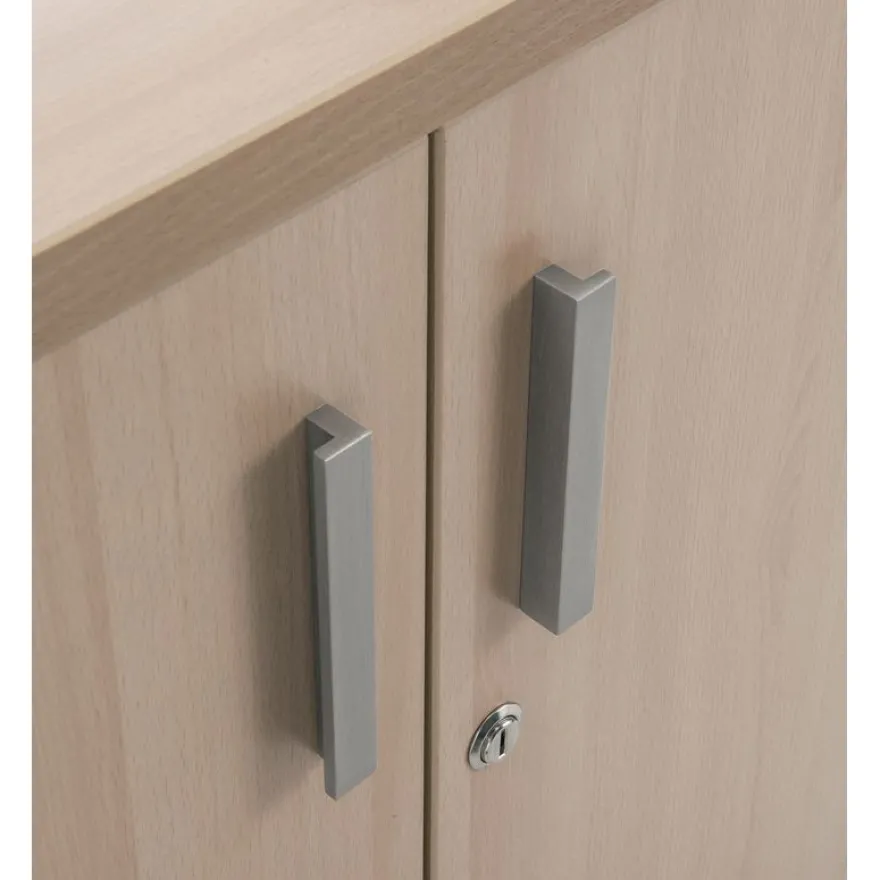 Armoire basse INEO/LEVEL/STEELY/WOODY - H72 x L80 x P47 - Corps blanc - Dessus et portes Imitation Chêne clair
