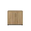 Armoire basse ITALIC - H75 x L80 x P45 - 2 portes - Corps anthracite - Dessus et portes imitation Chêne du bocage