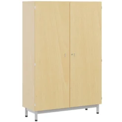 Armoire BIP BOP - 2 portes mélaminé - piètement époxy - L120xP45xH180 cm - Hêtre miel/gris alu