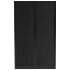 Armoire haute à rideaux - L120 x H198 x P43 cm - corps noir/rideau noir