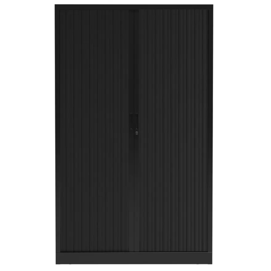 Armoire haute à rideaux - L120 x H198 x P43 cm - corps noir/rideau noir