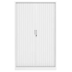 Armoire haute à rideaux - L120 x H198 x P43 cm - corps blanc/rideau blanc