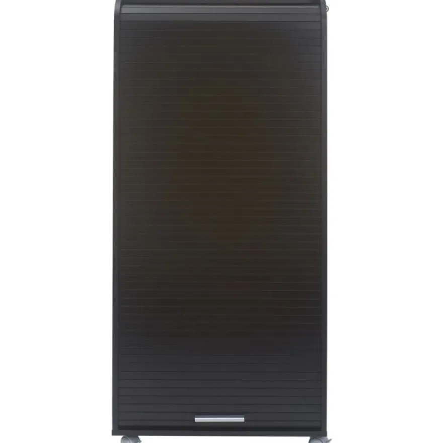 Armoire haute à rideaux ORGA - 2 tiroirs - H140 cm - Noir