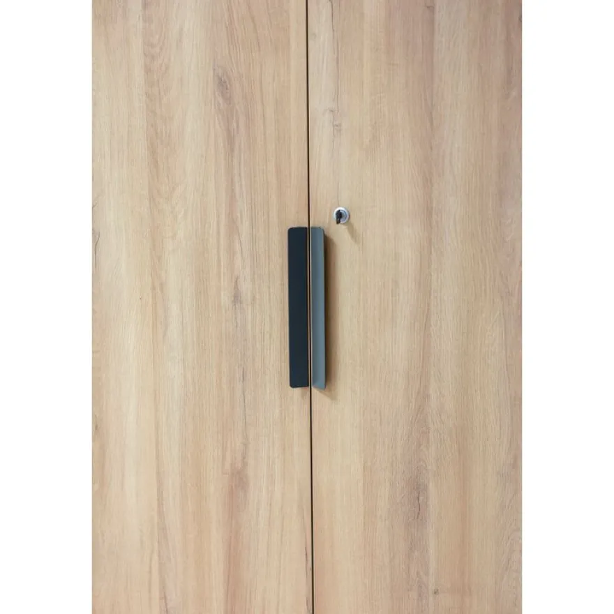 Armoire haute ARCADE - L81 x H184 x P45 - 2 portes - chêne/anthracite