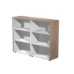Armoire haute double Flora - L162,8xP43xH119,8 cm - 4 étagères - merisier arabis