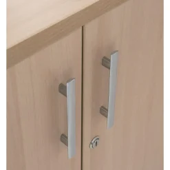 Armoire haute EXPRIM/LOFTER/LEVEL - H180 x L80 x P47 - 2 portes - Corps Blanc perle - Dessus et portes imitation Chêne clair