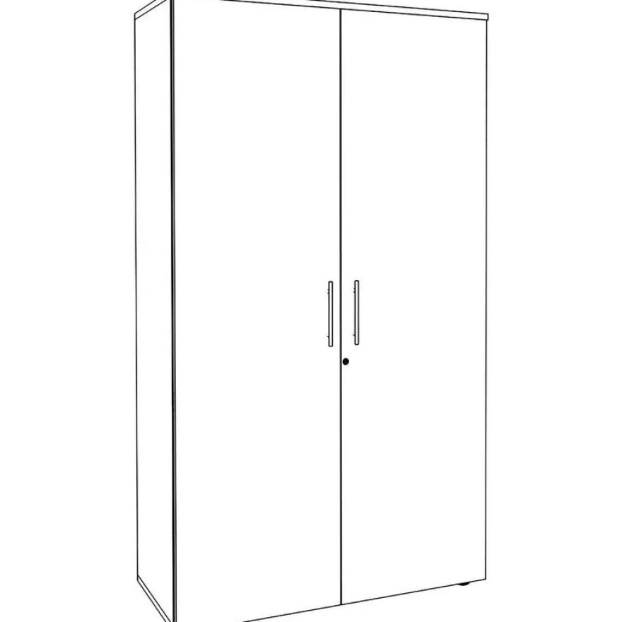Armoire haute IDRA/DUAL - H180 x L80 x P47 - 2 portes - Corps blanc - Portes et dessus imitation Chêne clair
