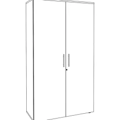 Armoire haute IRIS - H180 x L80 x P47 - 2 portes - Corps Blanc perle - Dessus et portes Blanc perle