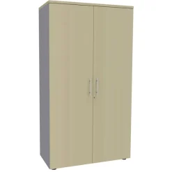 Armoire haute IRIS - H180 x L80 x P47 - 2 portes - Corps aluminium - Dessus et portes imitation Erable