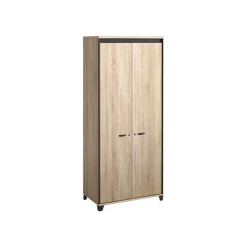 Armoire haute MAMBO - L80 x H187 x P46 - 2 portes - Chêne Sonoma/noir