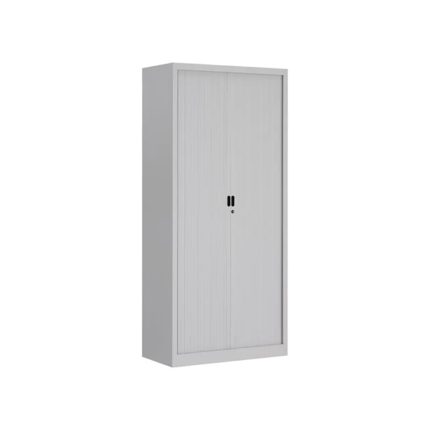 Armoire haute monobloc Class 900 - 180 x 90 x 43 cm - corps et rideaux gris