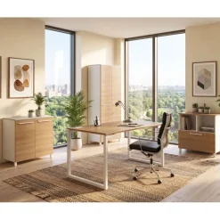 Armoire haute Sunday - L80 x H192 x P42 - 2 portes - dessus et façade chêne - SANS TOP