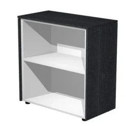 Armoire mi-haute Flora - L82,8xP43xH81,4 cm - portes vitrées- 1 étagère - frêne noir