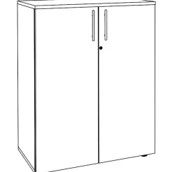 Armoire mi-haute IDRA/DUAL - L80 x H102 x P47 - 2 portes - 2 tablettes métal DS - Corps blanc - Portes et dessus blanc perle