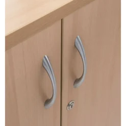 Armoire mi-haute IDRA/DUAL - L80 x H102 x P47 - 2 portes - 2 tablettes métal DS - Corps alu - Portes et dessus Chêne gris