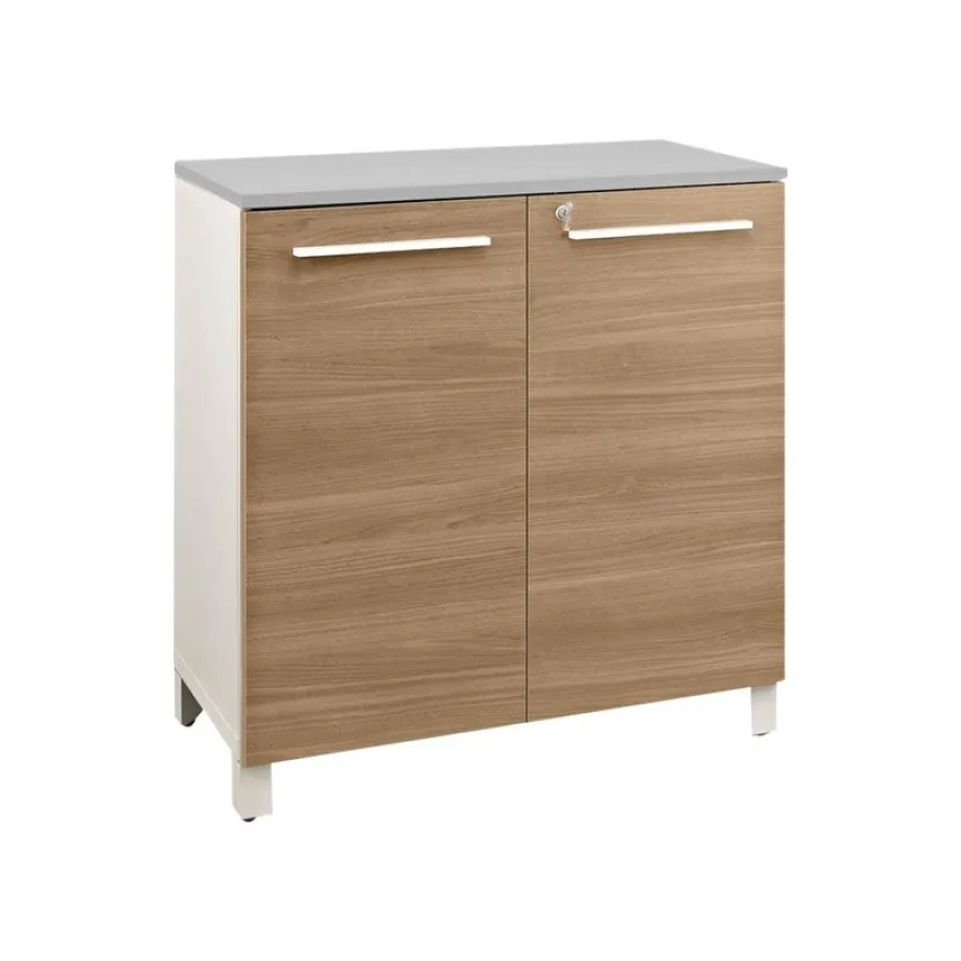 Armoire mi-haute SUNDAY - L80 x H79 x P42 - 2 portes - finition chêne (top surmeuble non compris)
