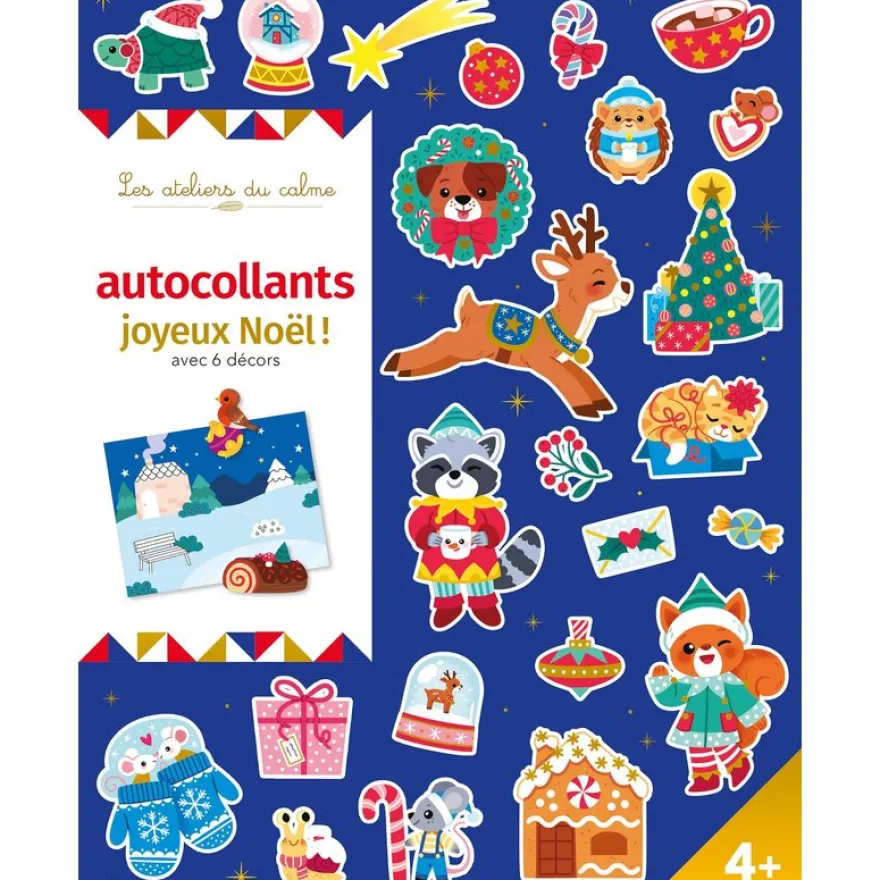 Autocollants Joyeux Noël ! avec 6 décors - pochette avec accessoires
