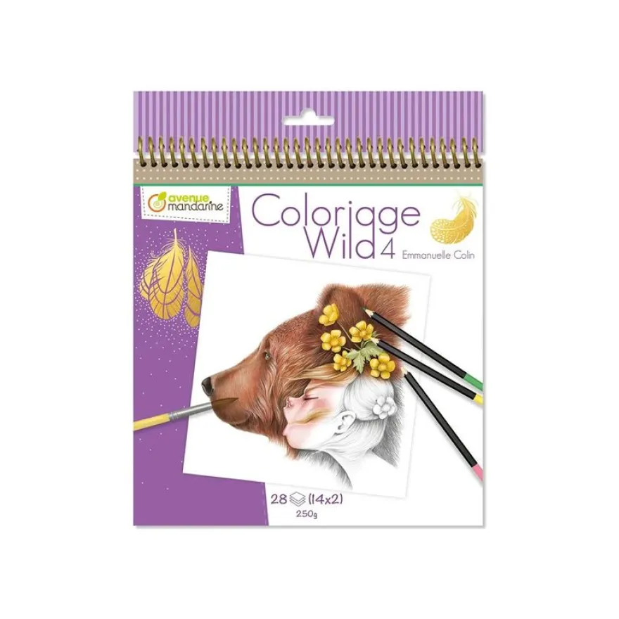 Avenue Mandarine Wild 4 - Livre à colorier - 200 x 250 mm - 28 feuilles / 56 pages - couverture violette