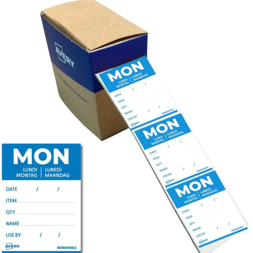 Avery - 1000 Etiquettes Jour Simples - LUNDI - 25x25mm - Amovibles