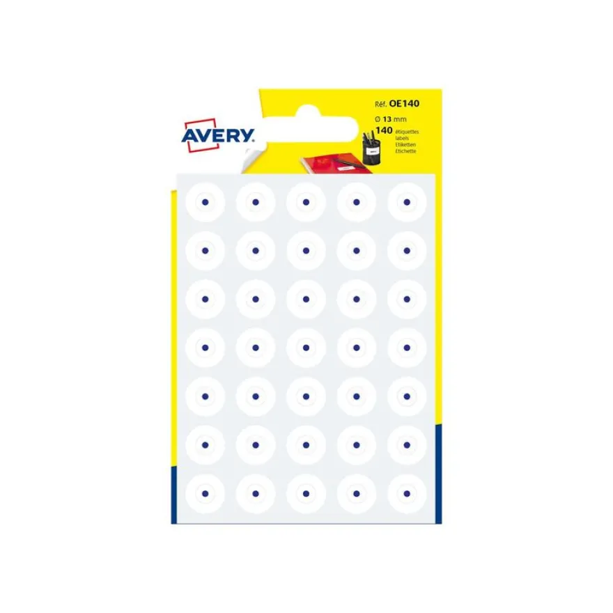 Avery - 140 Oeillets blancs - diamètre 13 mm