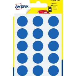 Avery - 90 Pastilles adhésives - bleu - diamètre 19 mm
