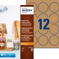 Avery - 240 Pastilles adhésives - kraft - diamètre 60 mm - réf L7106-20