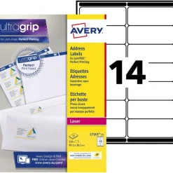 Avery - 210 Étiquettes adresse blanches - 99,1 x 38,1 mm - Impression laser - réf L7163-15