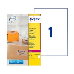 Avery - 25 Étiquettes adresse transparentes - A4 - Impression laser - réf L7567-25
