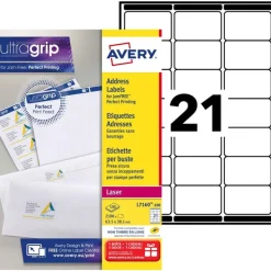 Avery - 2100 Étiquettes adresse blanches - 63,5 x 38,1 mm - Impression laser - réf L7160-100